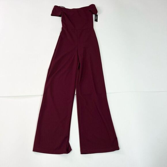 Lulu's Jumpsuit Womens Small Burgundy Red Cap Sleeve Pull ON NEW Pants - Picture 1 of 12